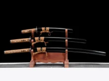 Japanese Sword Set Katana+Wakizashi+Tanto 1095 High Carbon Steel Full Tang Blade